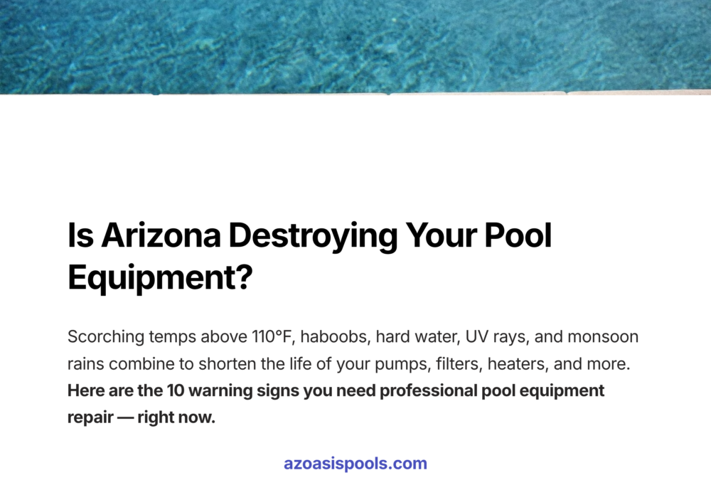 Pool Equipment Repair Phoenix: 10 Warning Signs You Need Service Now